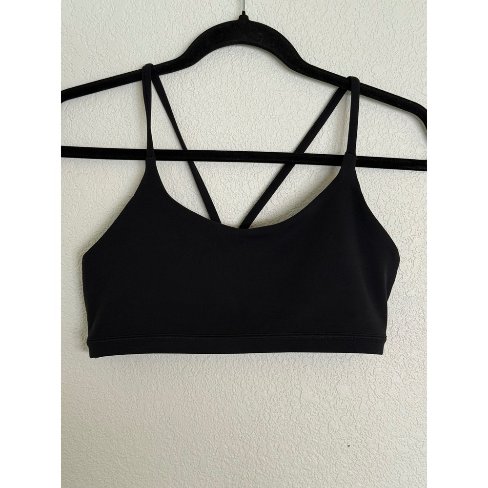 Athleta Transcend Scoop Bra Black Double Strap Yoga Sports Bra Medium